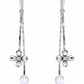 Silver Flower Long Drop Earrings