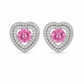 Silver Pink Heart Earrings