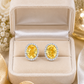 Yellow Halo Oval Earrings