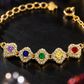 Gold Multicolor Rainbow CZ Halo Station Bracelet