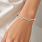 925 Sterling Silver CZ Infinity Crossover Bangle Bracelet for Women