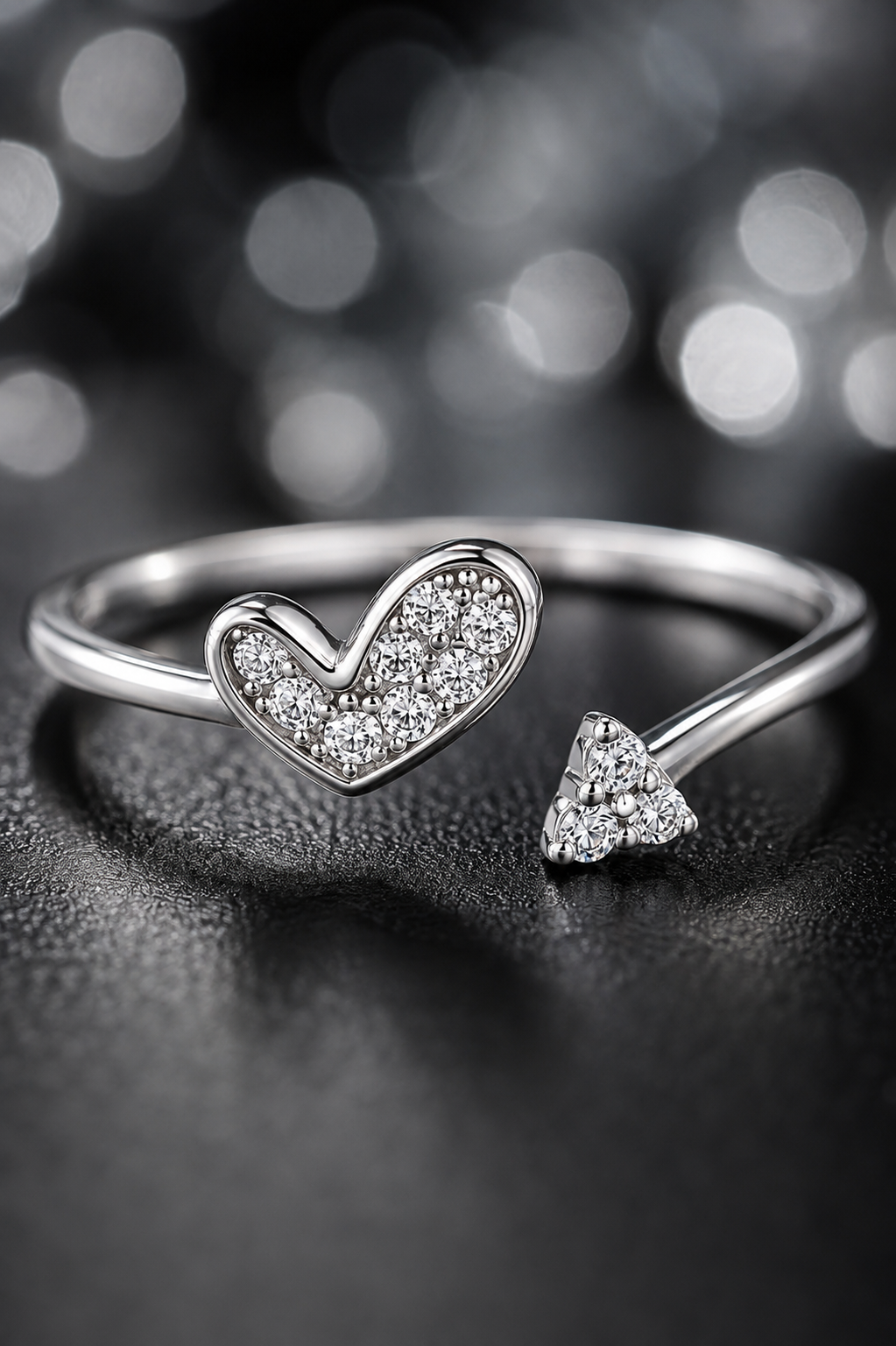 Heart & Butterfly Open Adjustable Ring