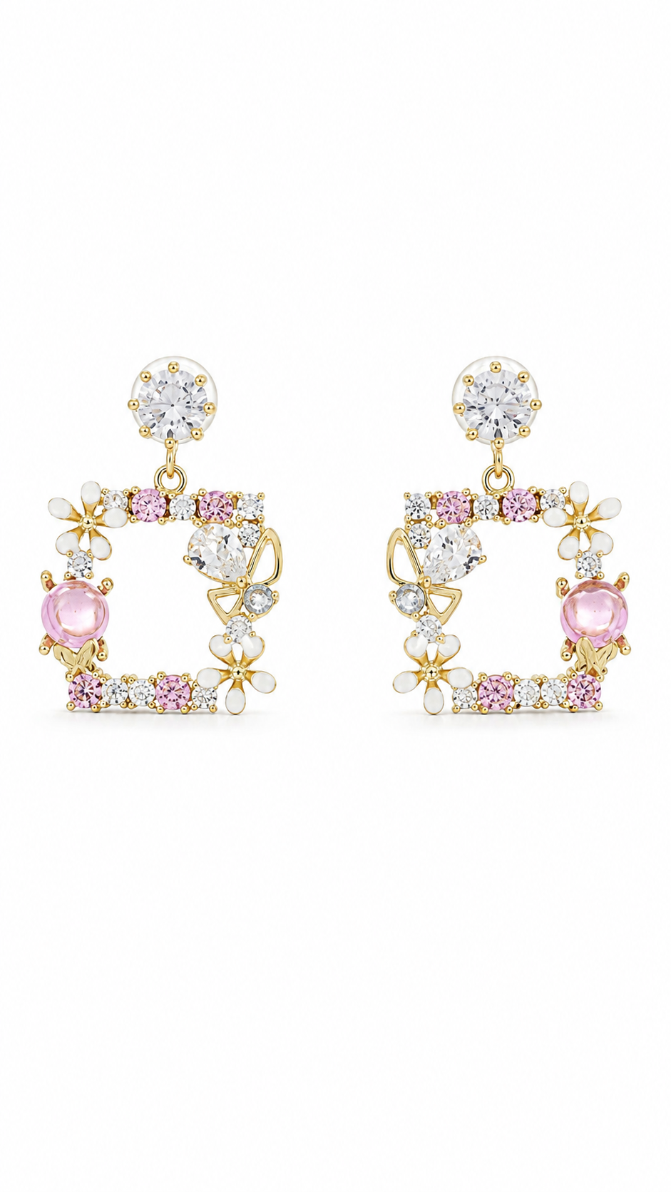 Butterfly Pink Crystal Earrings