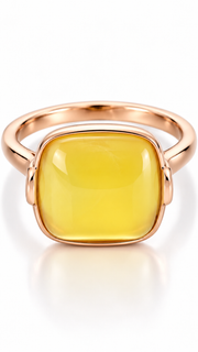Rose Gold Yellow Cushion Stone Ring
