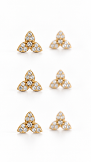Three Floral Cluster Stud Earrings Set – 3 Pairs - Aaryahi Silver jewellery product photo