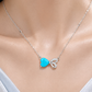 Elegant Silver Blue Heart Bow Pendant Necklace