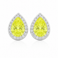 Halo Pear Cut Yellow Crystal Earrings