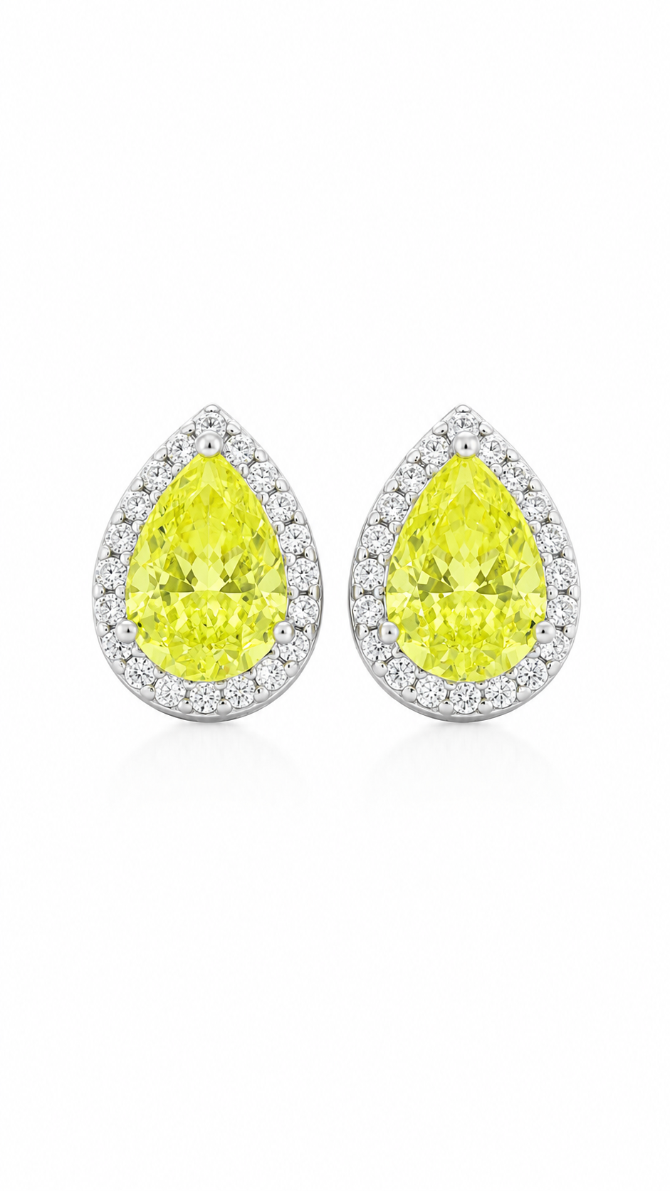 Halo Pear Cut Yellow Crystal Earrings