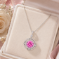 Elegant Silver Pink Halo Pendant Necklace