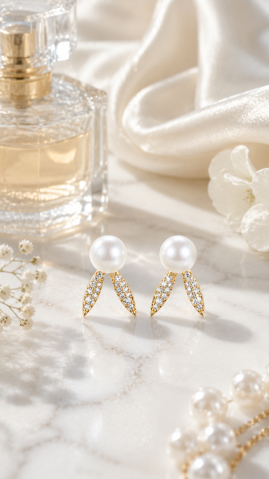 Pearl Leaf Earrings