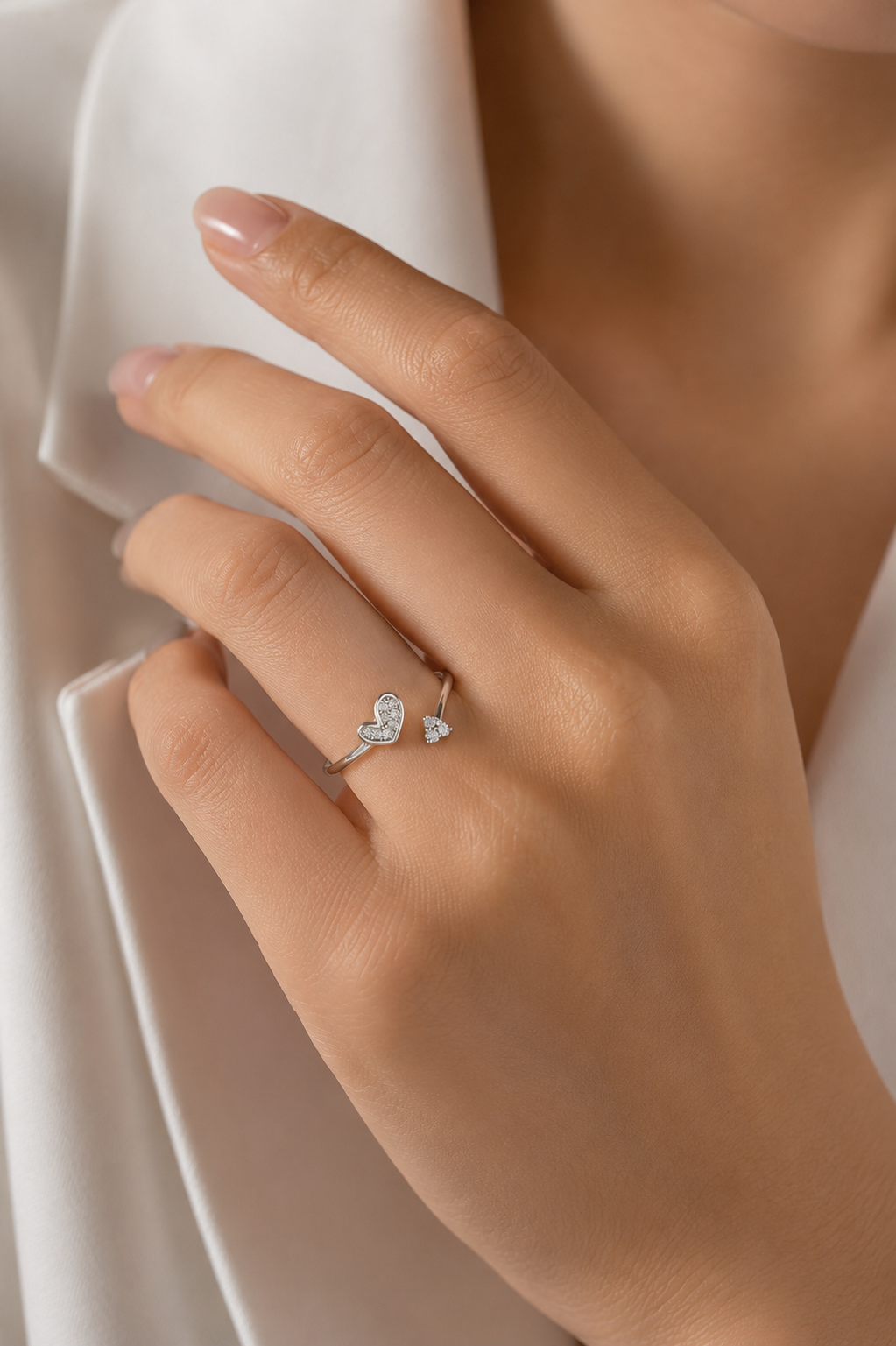 Heart & Butterfly Open Adjustable Ring