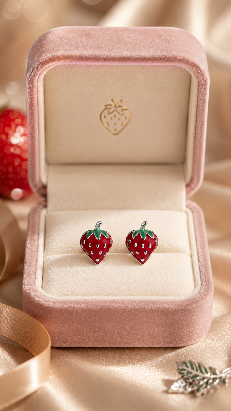 Red Green Strawberry Earrings