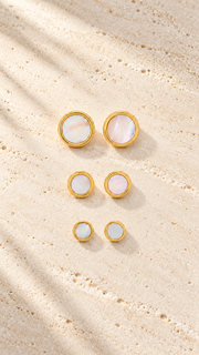 Mother of Pearl Stud Earrings Set – 3 Sizes - Aaryahi Silver jewellery product photo