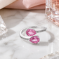 Double Pink Pear-Cut Adjustable Open Ring