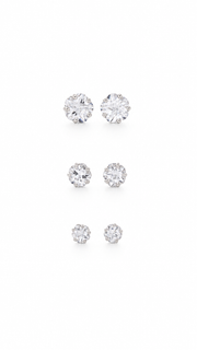 Round Solitaire Stud Earrings Set – 3 Sizes - Aaryahi Silver jewellery product photo