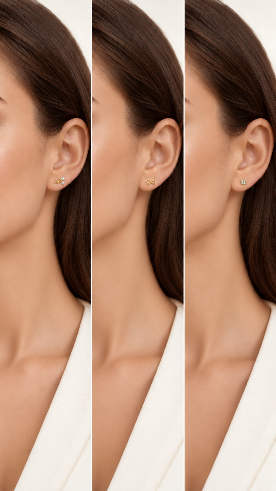 Bow, Open Bow Square Stud Earrings Set - Aaryahi Silver jewellery product photo