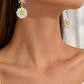 Elegant 925 Sterling Silver Daisy Flower CZ Drop Earrings with White Enamel Petals & Yellow Center for Women