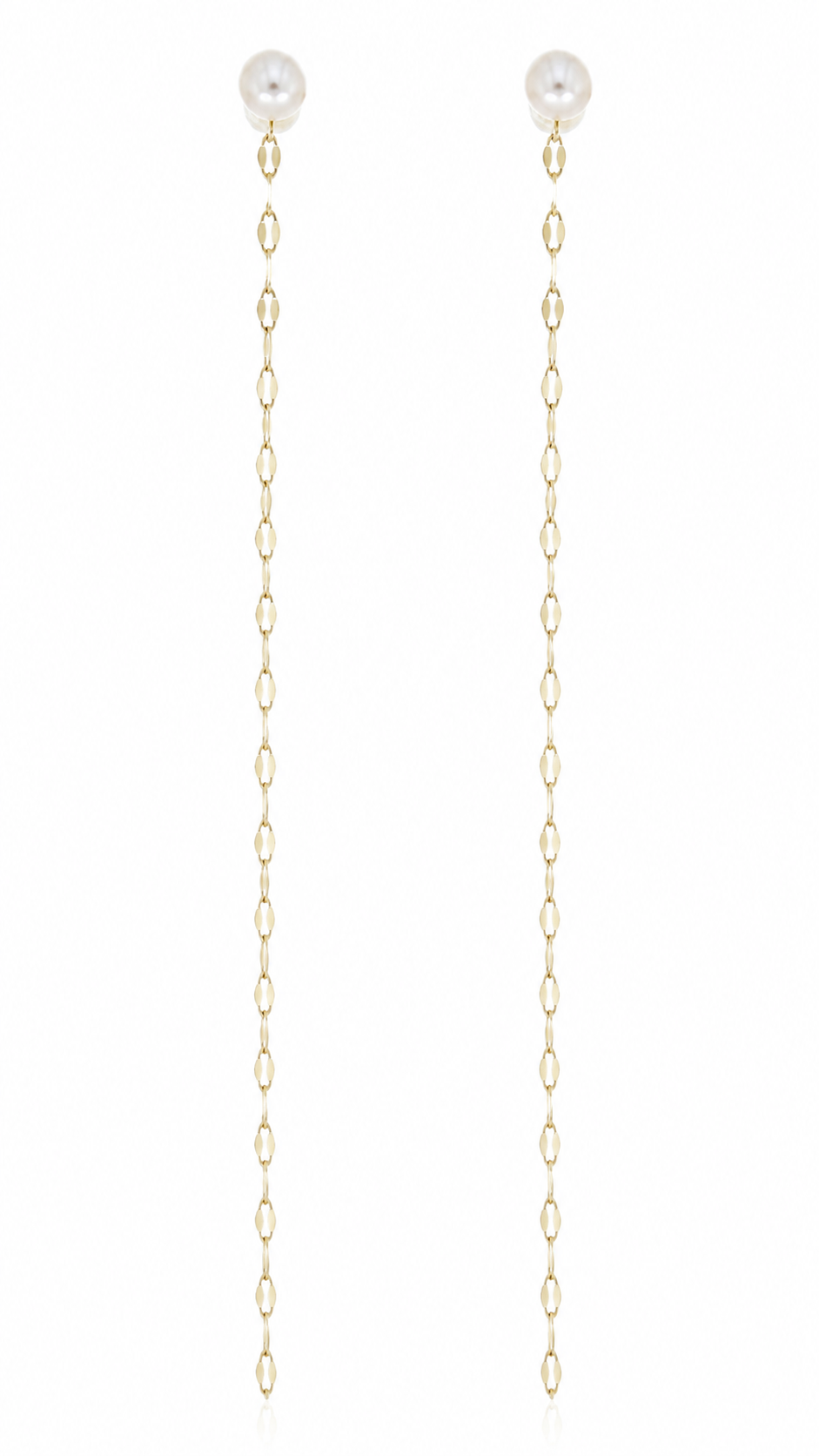 Gold Pearl Long Chain Drop Earrings for Women
