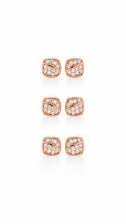 Square Pavé CZ Stud Earrings Set – 3 Pairs - Aaryahi Silver jewellery product photo