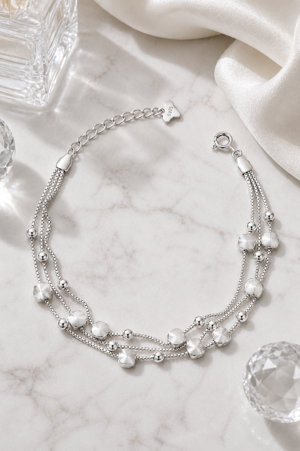 Triple-Layer Textured Chain Bracelet