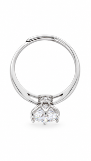 Silver CZ Round Solitaire Adjustable Ring