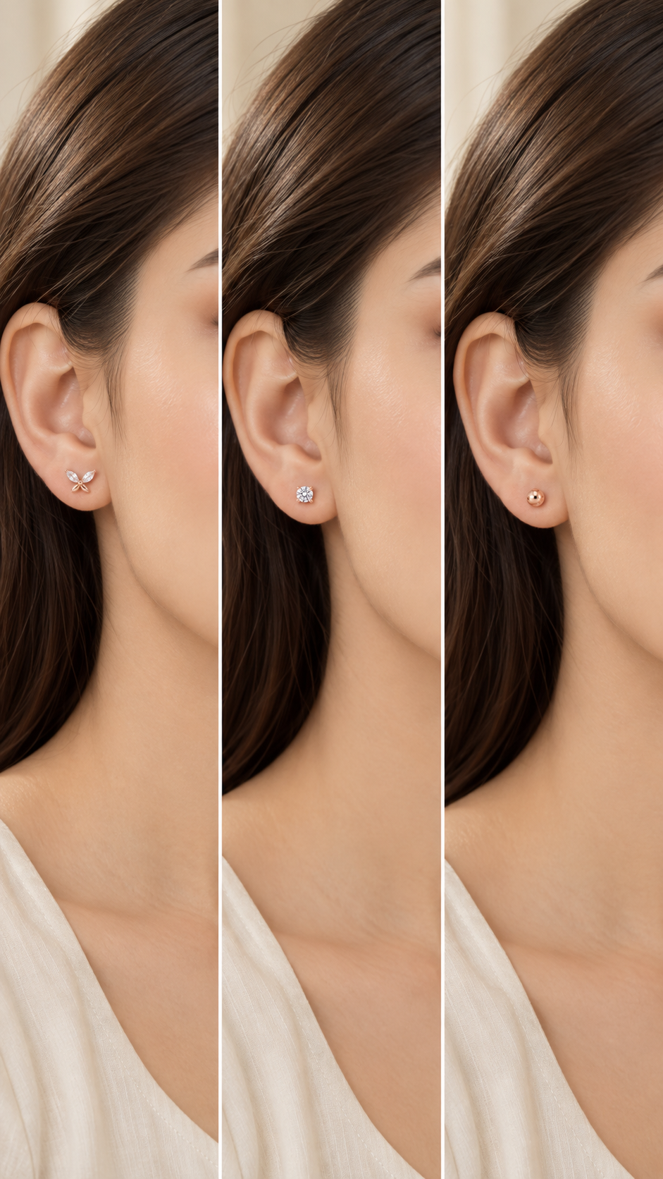 Butterfly, Solitaire & Ball Earrings - Aaryahi Silver jewellery product photo