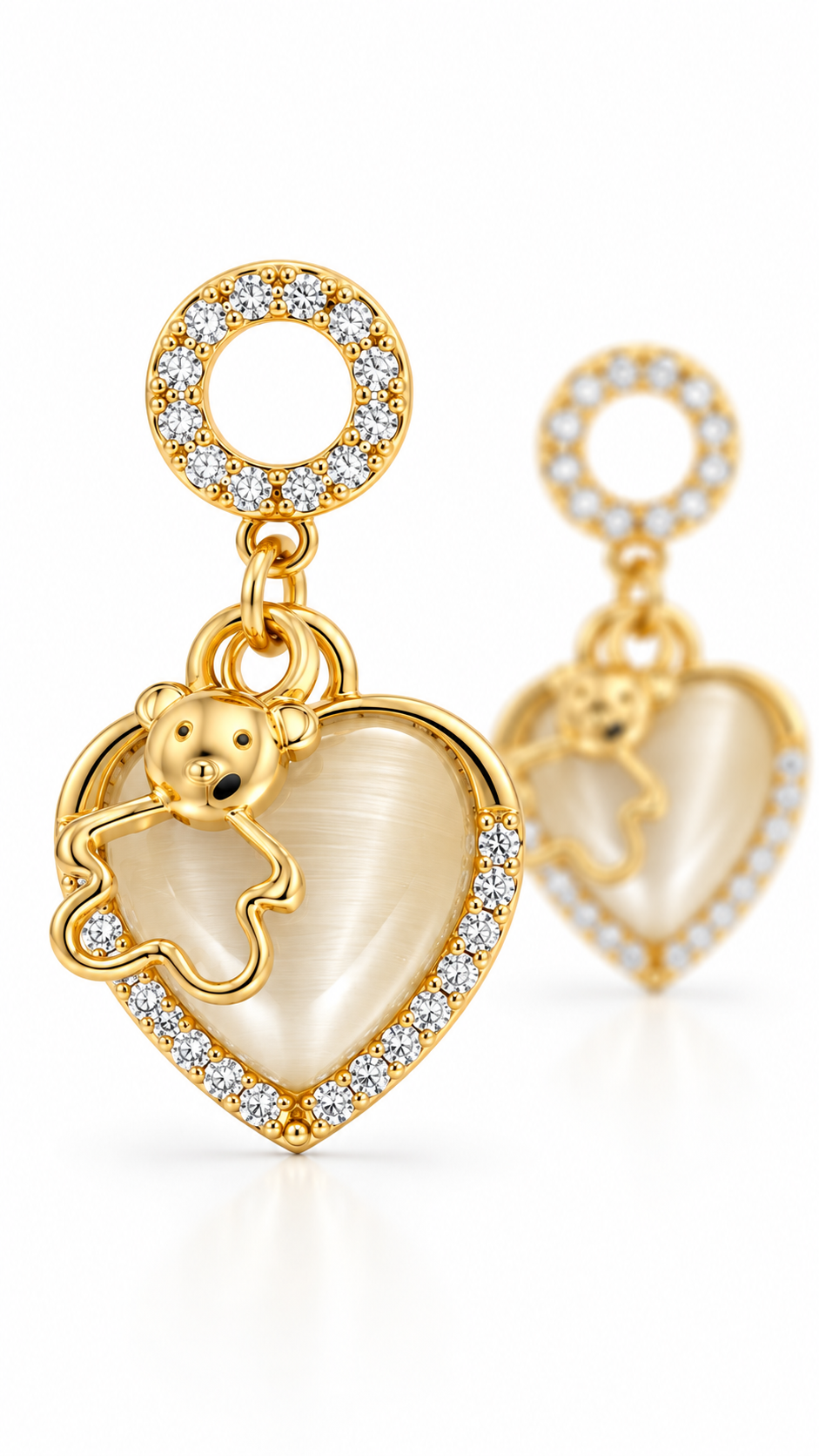 Gold Heart Teddy Earrings
