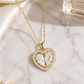 Elegant Gold Twin Heart Halo CZ Pendant Necklace