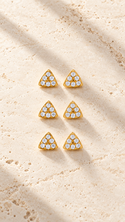 Triangle Stud Earrings Set – 3 Pairs - Aaryahi Silver jewellery product photo