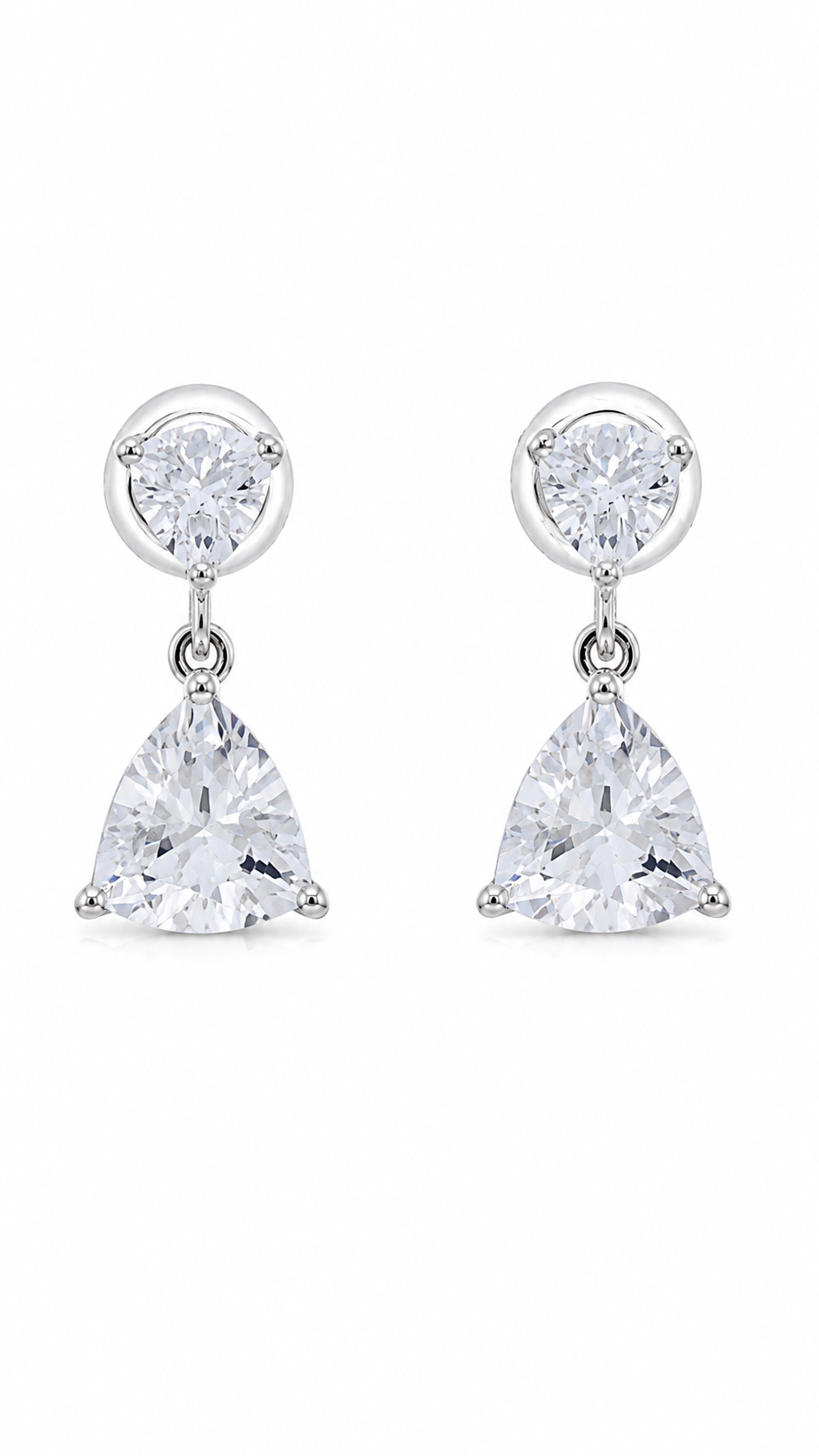 Round & Trillion Cut Earrings