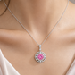 Elegant Silver Pink Halo Pendant Necklace