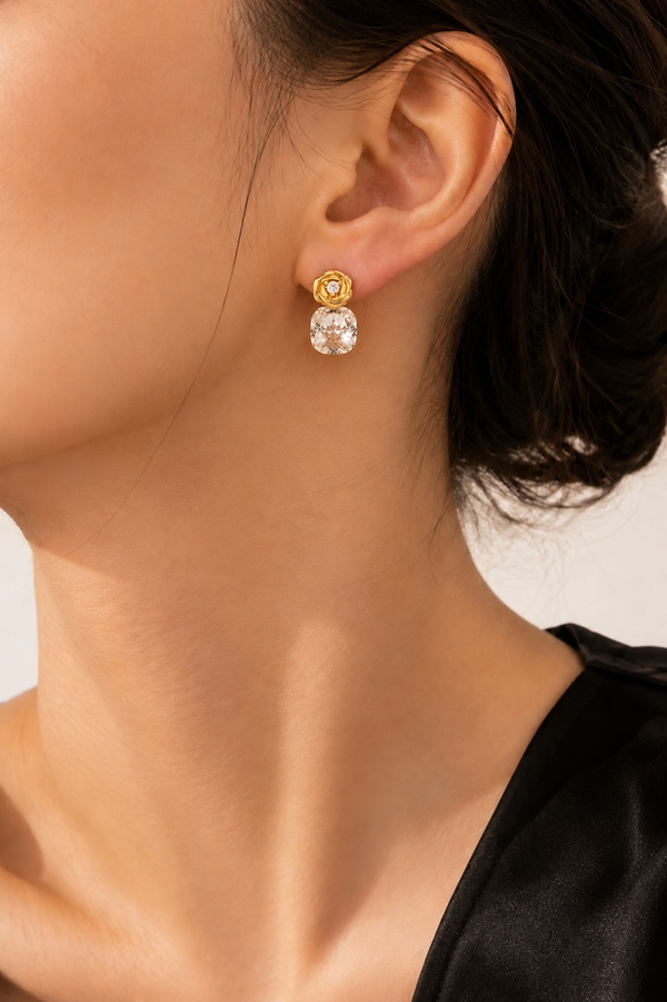 Rose Floral Earrings - Aaryahi Silver jewellery product photo