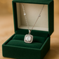 925 Silver Cushion Halo Pendant Necklace for Women – Elegant CZ Diamond Chain Design