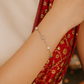 Silver Pearl & Crystal Cube Charm Bracelet for Women