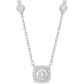 925 Silver Cushion Halo Pendant Necklace for Women – Elegant CZ Diamond Chain Design