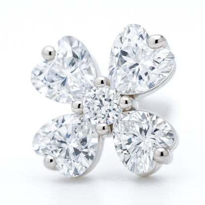 Cubic Zirconia Floral Stud Earrings for Women – Elegant 4-Petal Crystal Design