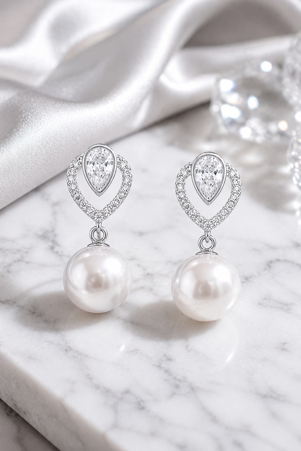 Silver Pear-Cut Earrings