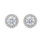 Elegant Halo Round CZ Stud Earrings for Women | Sparkling Silver-Tone Classic Daily Wear
