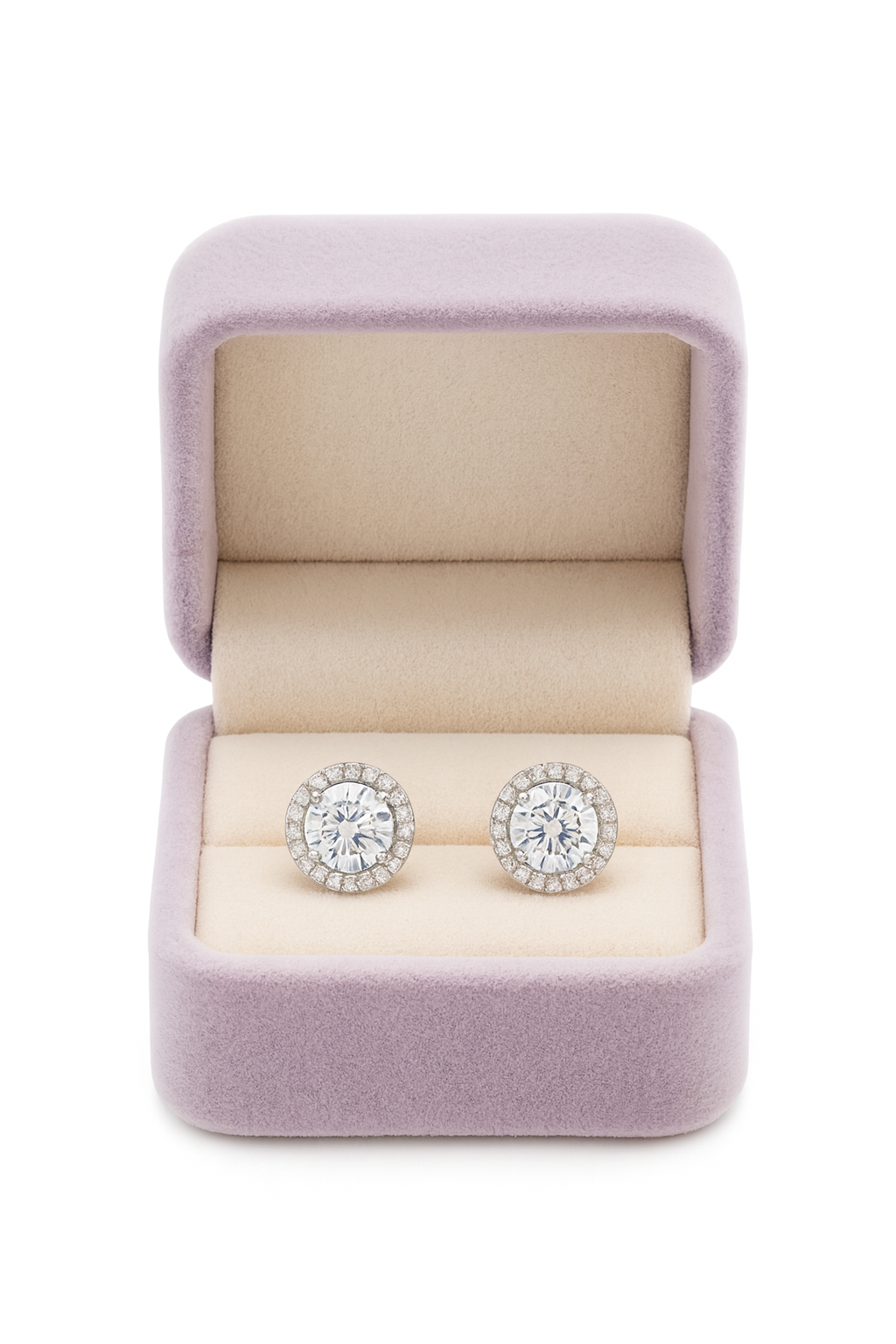 Elegant Halo Round CZ Stud Earrings for Women | Sparkling Silver-Tone Classic Daily Wear