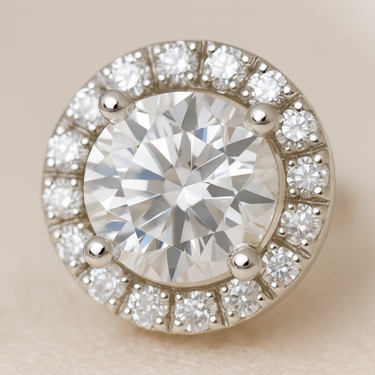 Elegant Halo Round CZ Stud Earrings for Women | Sparkling Silver-Tone Classic Daily Wear