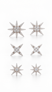 Floral Butterfly, Heart Clover & Ball Stud Earrings Set - Aaryahi Silver jewellery product photo