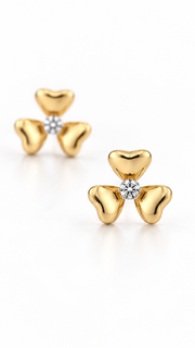 Triple Heart Stud Earrings Set – 3 Pairs - Aaryahi Silver jewellery product photo