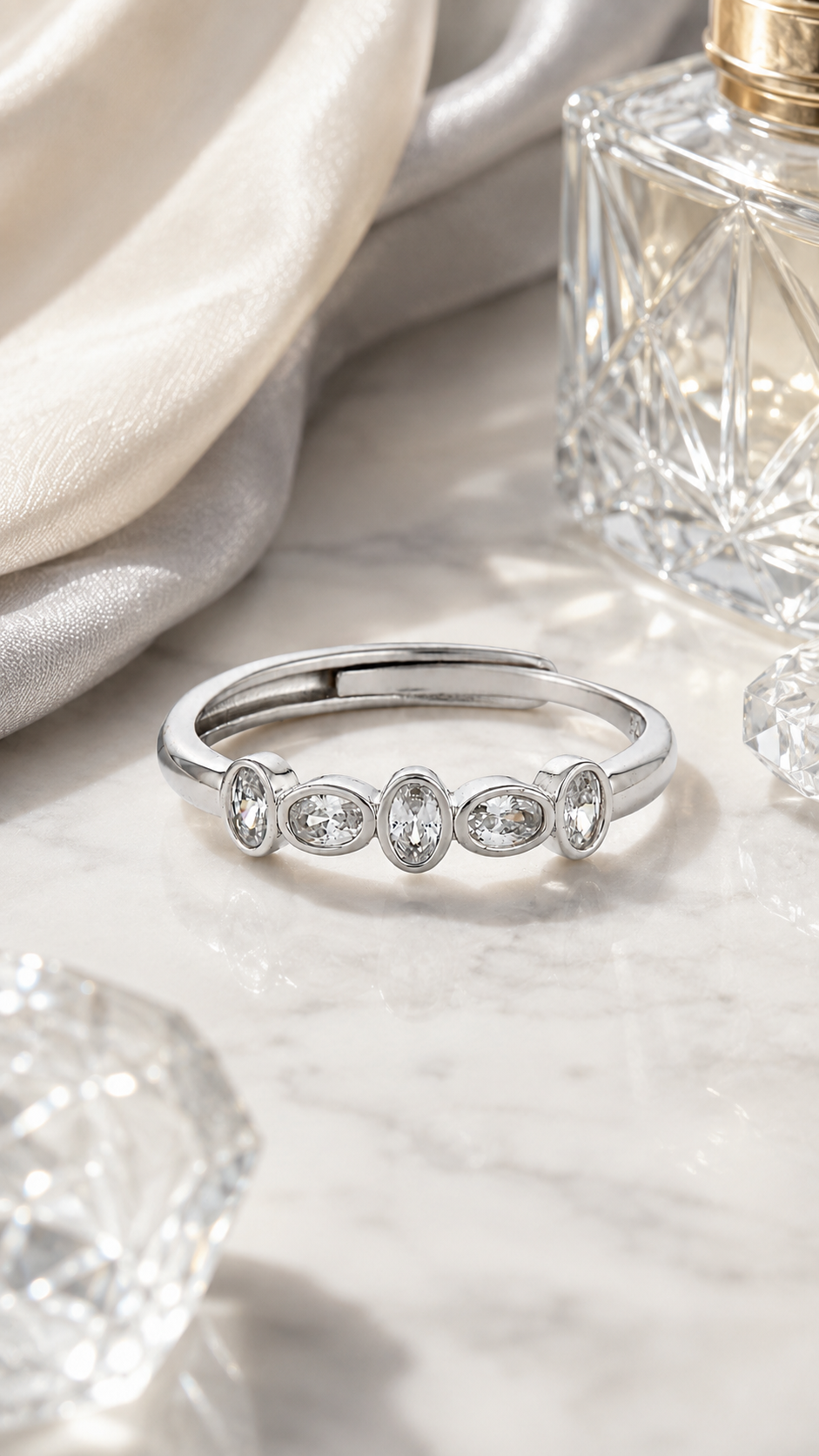 Five Oval-Cut Adjustable Ring