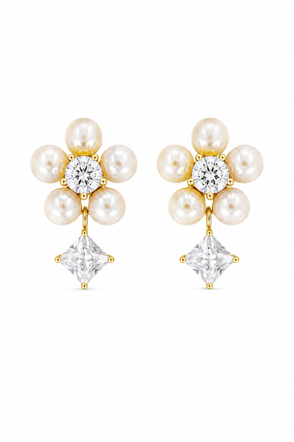 Pearl Princess-Cut Earrings
