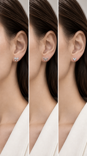 Bow, Open Bow & Heart Earrings Set - Aaryahi Silver jewellery product photo