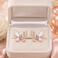 Elegant Rose Gold Mother of Pearl & CZ Butterfly Stud Earrings