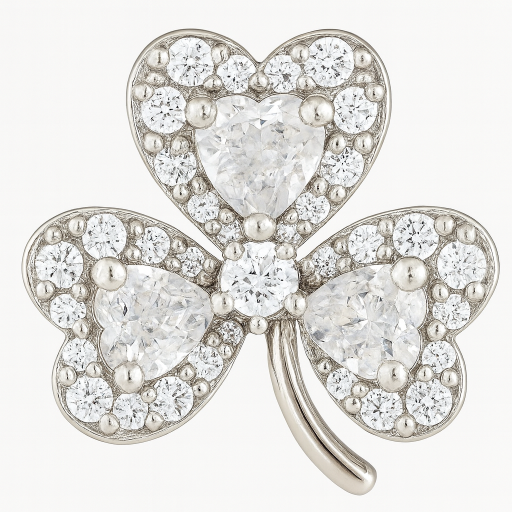 Elegant Silver Clover Stud Earrings for Women | Sparkling CZ Heart Petals | Daily Wear & Gifting Jewelry