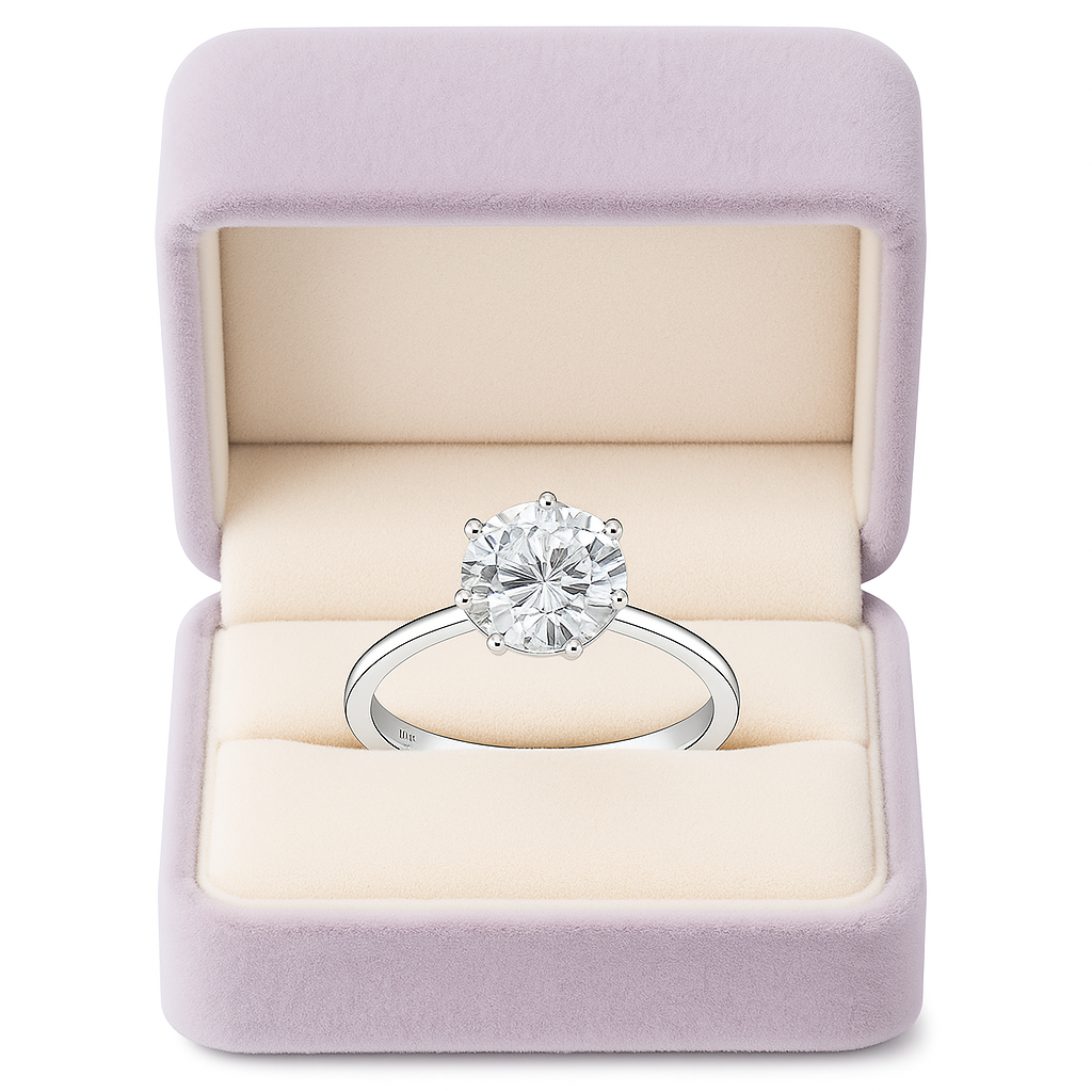 Classic Solitaire Silver Ring with Round Cut Stone