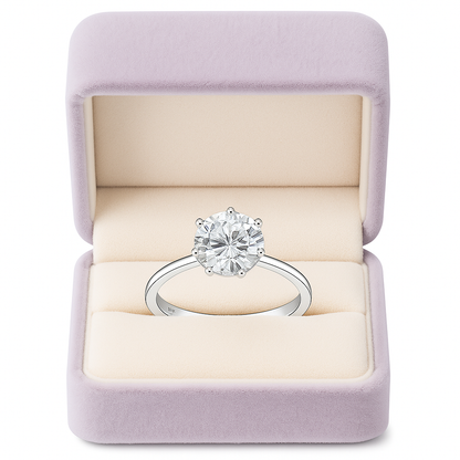 Classic Solitaire Silver Ring with Round Cut Stone