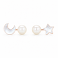 Rose Gold Moon & Star Pearl Stud Earrings